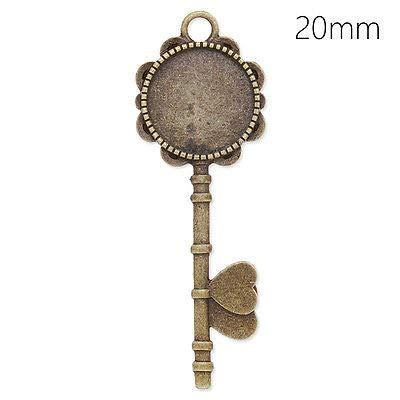 FidgetGear 20Pcs 20MM Round Bezel Key Shape Antique Colour Zinc Alloy ...