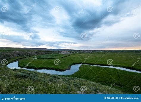 Plateau Grass Lands and Trout Creek in Hayden Valley Stock Photo ...