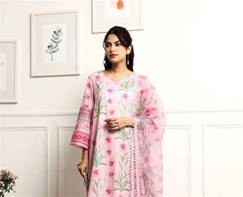 Pink Printed Viscose Organza Dupatta