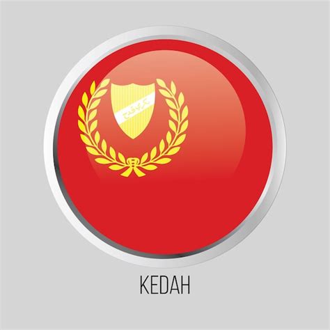 Vector button flag of kedah state of malaysia on round frame | Premium ...