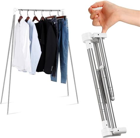 ANLEBUY Portable Clothes Rack Folding Clothes Rail, Travel Garment Rack ...