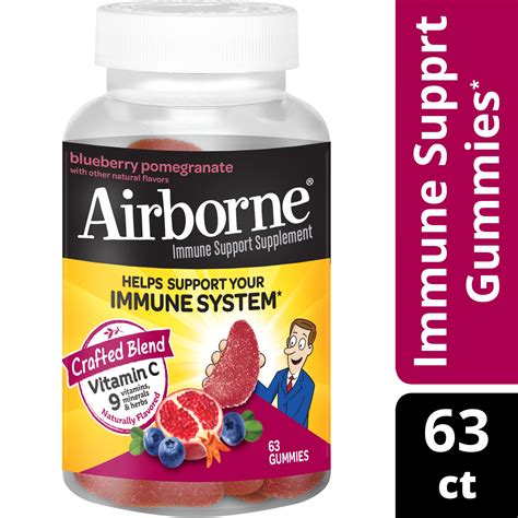 Buy Airborne Blueberry Pomegranate Gummies, 63 count – 750mg of Vitamin ...