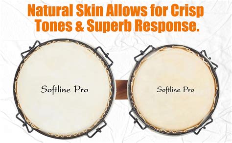 Softline Pro Bongo Drum Set with Tuning Wrench & Padded Professional ...