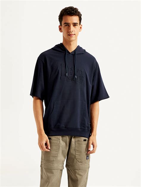 Men's Embossed Navy Hooded Sweatshirt – Levis India Store