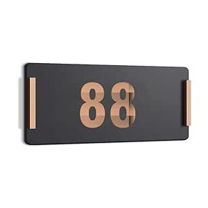 ROOM NUMBER PLATES - 88| Black acrylic board fixed mirror gold number ...