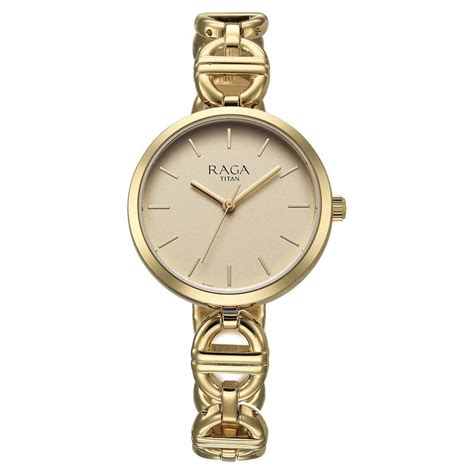 Buy Online Titan Raga Showstopper Quartz Analog Champagne Dial Metal ...