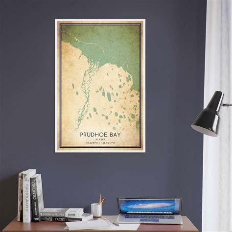Vintage Prudhoe Bay Alaska Map Poster, Prudhoe Bay AK City Road Wall Art Print - Custom Maps ...