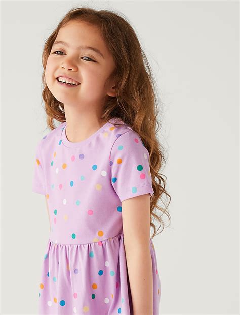 Buy Pure Cotton Spotted Dress (2-8 Yrs) at Marks & Spencer