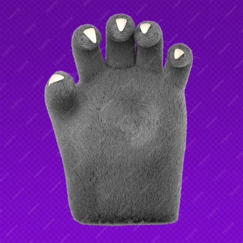 Mains de loup à fourrure 3d dans un style de dessin animé en plastique ...
