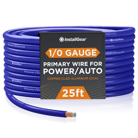 InstallGear 1/0 Gauge Wire (25ft) Copper Clad Aluminum CAA - Primary ...