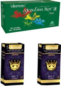 okamoto Condoms Combo Skinless Skin & Super Thin Lubricated Condoms ...