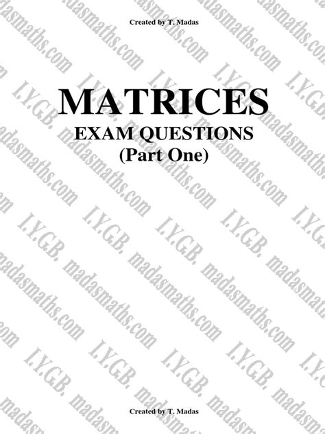 Image result for Math Questions Matrix