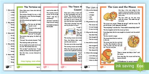 * NEW * Aesop Fable's Differentiated Reading Comprehension Activity Pack