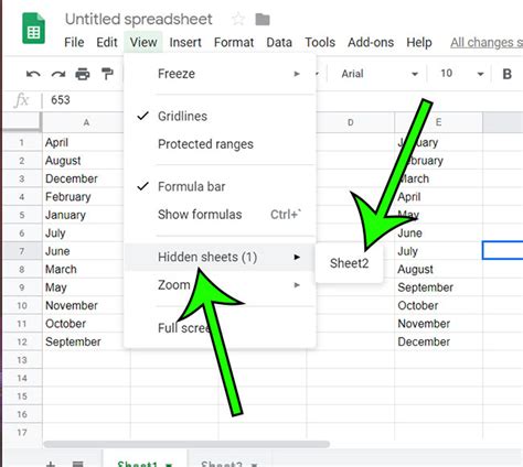 Two Ways to Unhide a Worksheet in Google Sheets