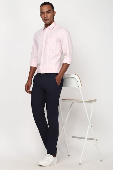 Buy Men Pink Slim Fit Stripe Shirt Online - 39679629 | Peter England