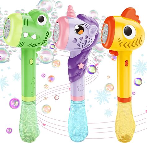 Amazon.com: VATOS 3PCS Automatic Bubble Wands, Bubble Maker Machine with Light & Music for Girls ...