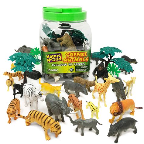 40 Piece Wild Sunny Safari Animal Bucket - Assortment of Miniature ...
