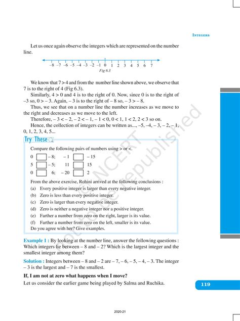 Integers - NCERT Book of Class 6 Mathematics