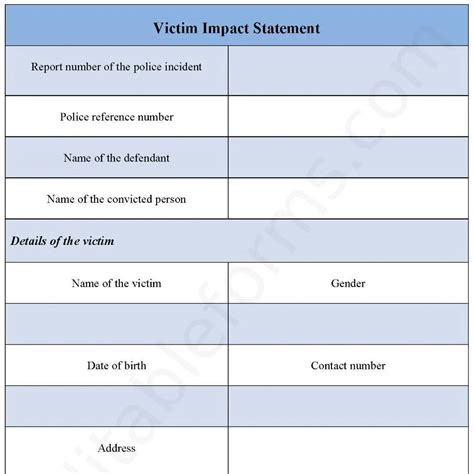 Victim Impact Statement Fillable PDF Form - Editable Forms's Ko-fi Shop