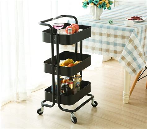 EMNDR Kitchen, Bathroom Storage Spice Rack Metal Tray with Wheels ...