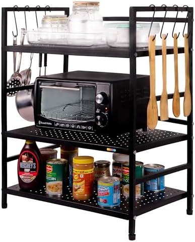Livzing Microwave Oven Stand-3 Tier Floor Mount Metal Kitchen Organizer ...