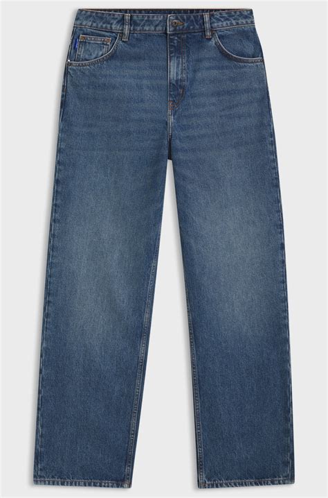 HUGO - Loose-fit jeans in washed blue denim - Blue
