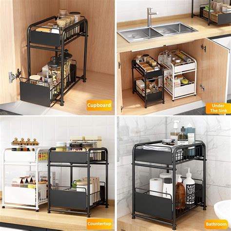 Buy 2-Tier Under Sink Organizers and Storage,ShowTop Countertop Sliding ...