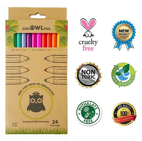 Buy Eco Friendly Quality Artist Colored Pencils Set 24 - Soft Lead ...
