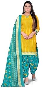 Rajnandini Women's Cotton Unstitched Salwar Suit (JOPLVSM4002J_Yellow ...