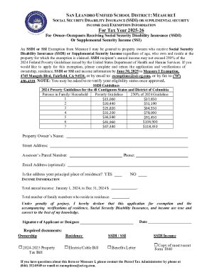 Fillable Online Measure I Ssdi and Ssi Exemption Information for Tax ...