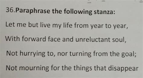 paraphrase the following stanza - Brainly.in