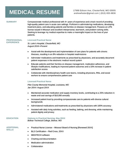 Medical resume templates microsoft word - boolcreations