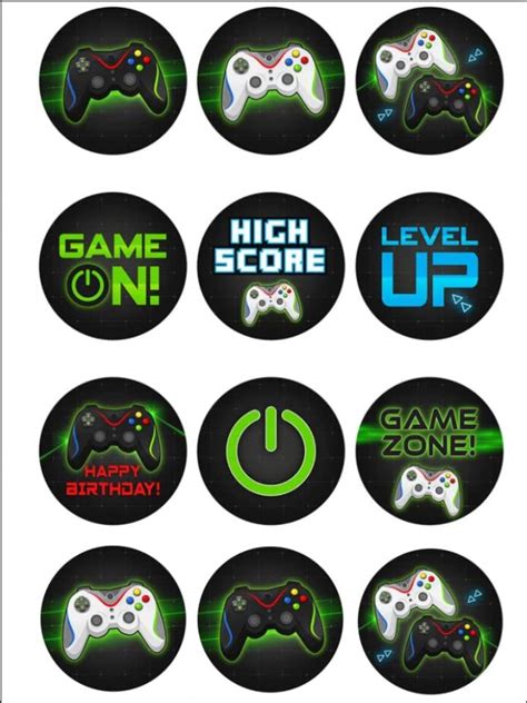 Buy 12 Edible Gamer Cupcake toppers, Gaming Edible Image toppers, 1.8 ...