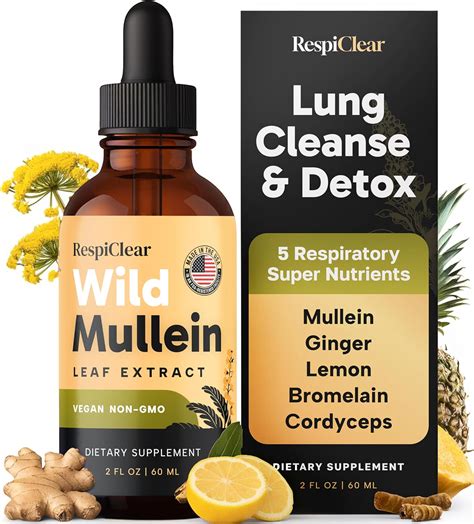 Amazon.com: RESPICLEAR All-Natural Mullein Drops with Ginger & Lemon for Lung Cleanse and Detox ...