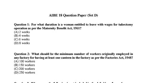 AIBE 18 Question Paper with Answer Key - Set D - Studocu