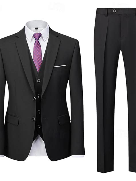 Men's Wedding Spring Wedding Suits Black Daily Business Solid Colored ...