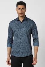 Buy Men Navy Slim Fit Print Full Sleeves Casual Shirt Online - 39727045 ...
