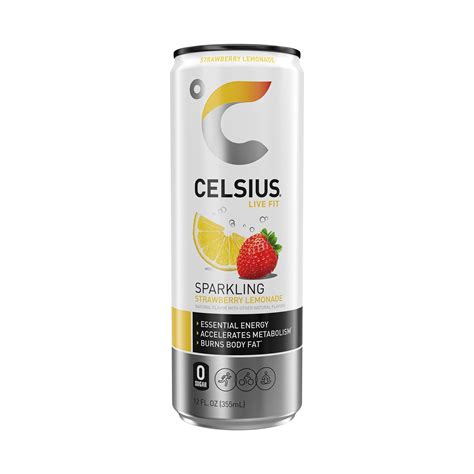 (3 pack) CELSIUS Sparkling Strawberry Lemonade, Functional Energy Drink ...