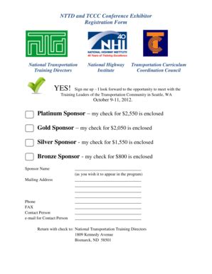 Fillable Online ltrc lsu 2012 NTTD Conference vendor registration form ...