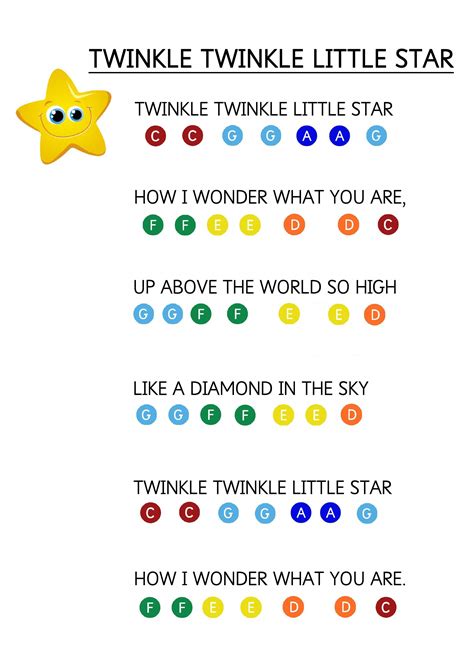 Twinkle Twinkle Little Star - Easy Piano Music Sheet for Toddlers