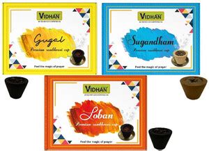 vidhan Sambrani Gugal Cup,Sugandham Cup & Loban Cups Havan (Combo of 3 ...