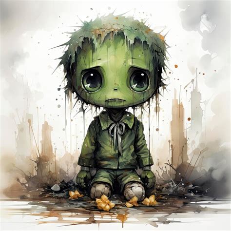 Cute zombie in scary pose | Premium AI-generated image