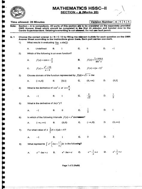 Image result for Past Paper Class 12 Math PDF Download