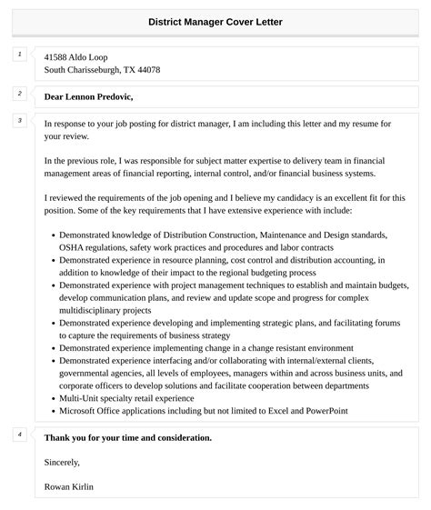 District Manager Cover Letter | Velvet Jobs