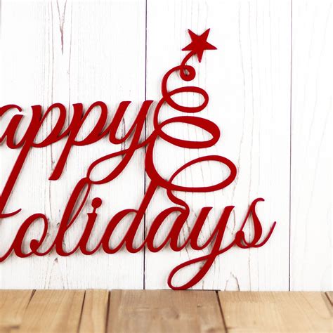 Happy Holidays Cursive Metal Wall Art with Christmas Tree in 2024 ...