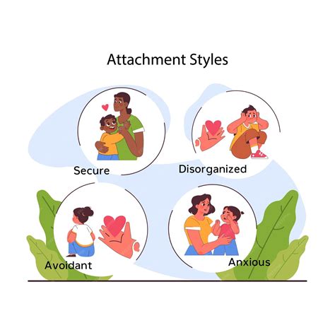 Premium Vector | Attachment theory secure anxious avoidant or disorganized attachment style in ...