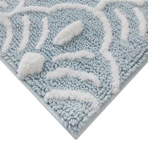 Light Blue Shell Design Cotton Bath Rug 20x30 | At Home