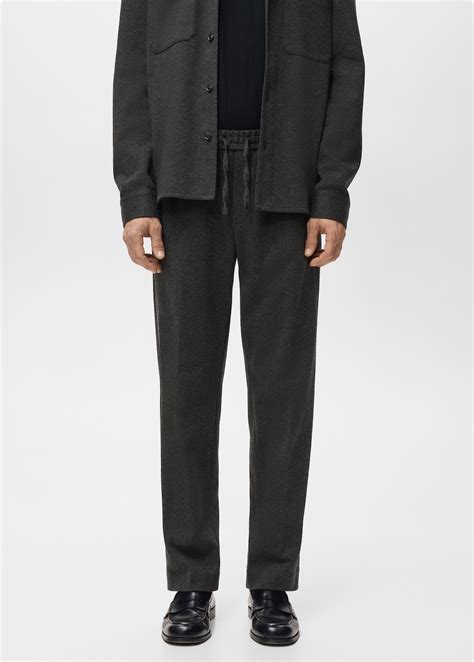 Joggers de flanela com cordão - Homem | MANGO Portugal