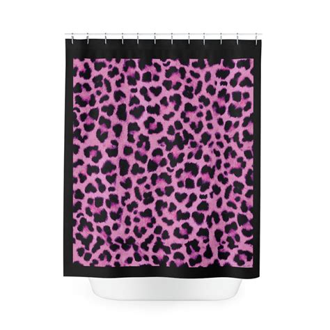 pink leopard print shower curtain, shower curtain, home accessories, b ...