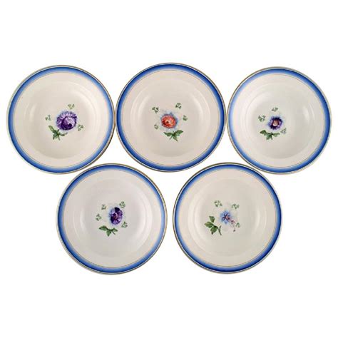 Six Antique Royal Copenhagen Plates in Hand Painted Porcelain at 1stDibs
